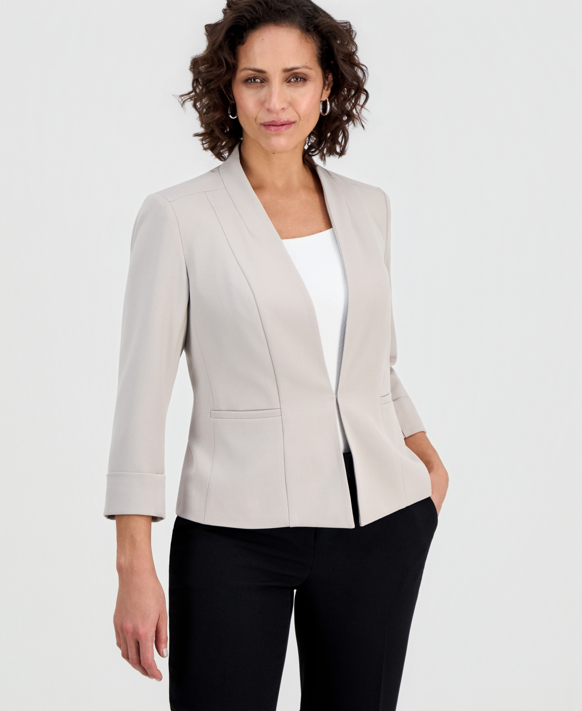 Kasper Women's 3/4-Sleeve Kiss-Front Blazer