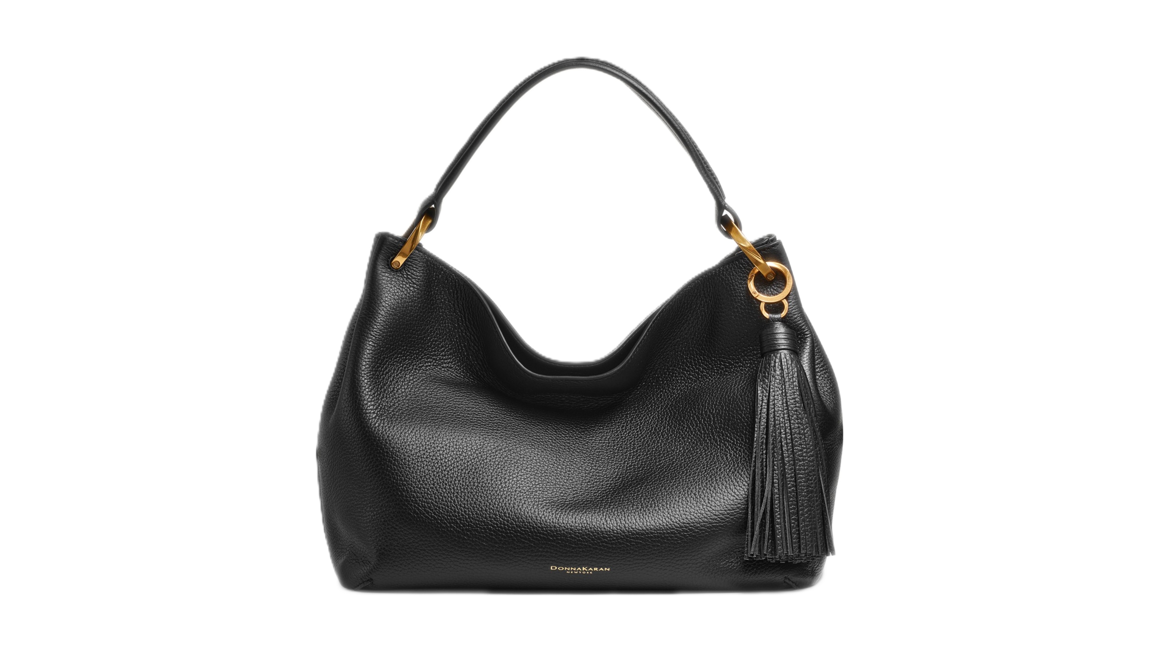 Donna Karan New York Glenwood Leather Tassel Detail Large Shoulder Handbag