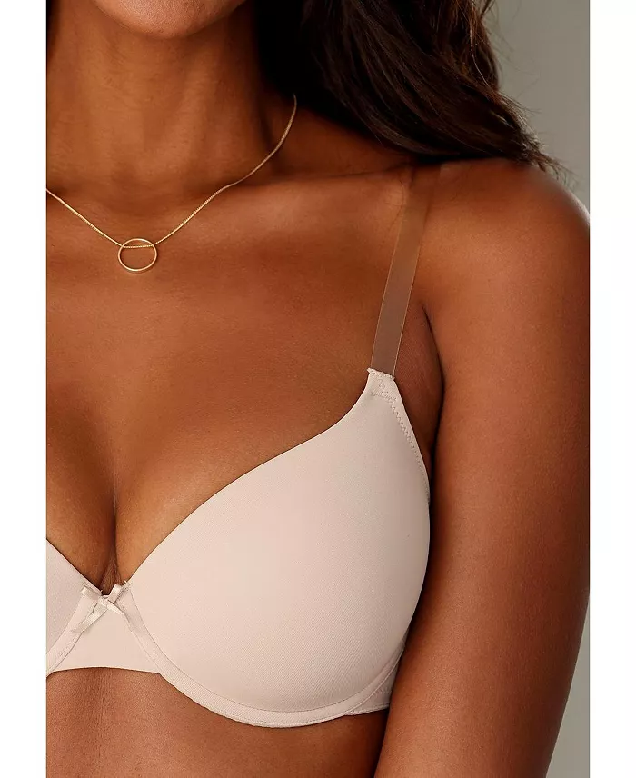 Women's Underwire Clear Strap Lightly Padded T-Shirt Bra - thumbnail 4
