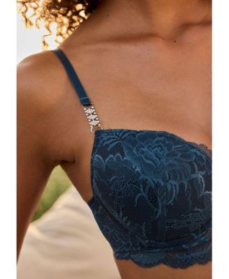 Women's Rhinestone Lace Push Up Bra