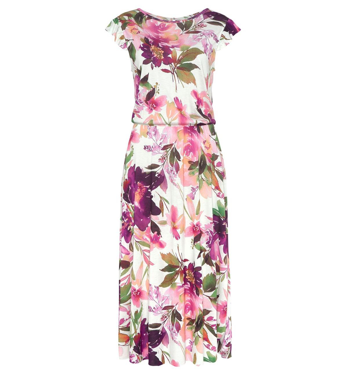 Lascana Women's A-Line Flutter Sleeve Romantic Dress