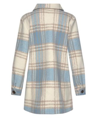 Women's Plaid Shirt Jacket Stylish Button-Up Lightweight Outerwear