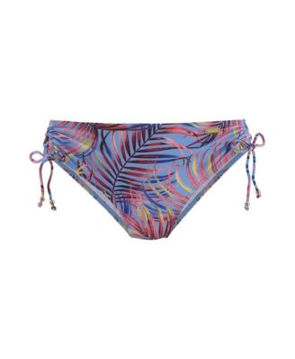 Women's Palm Print Mid Rise Bikini Swimsuit Bottom