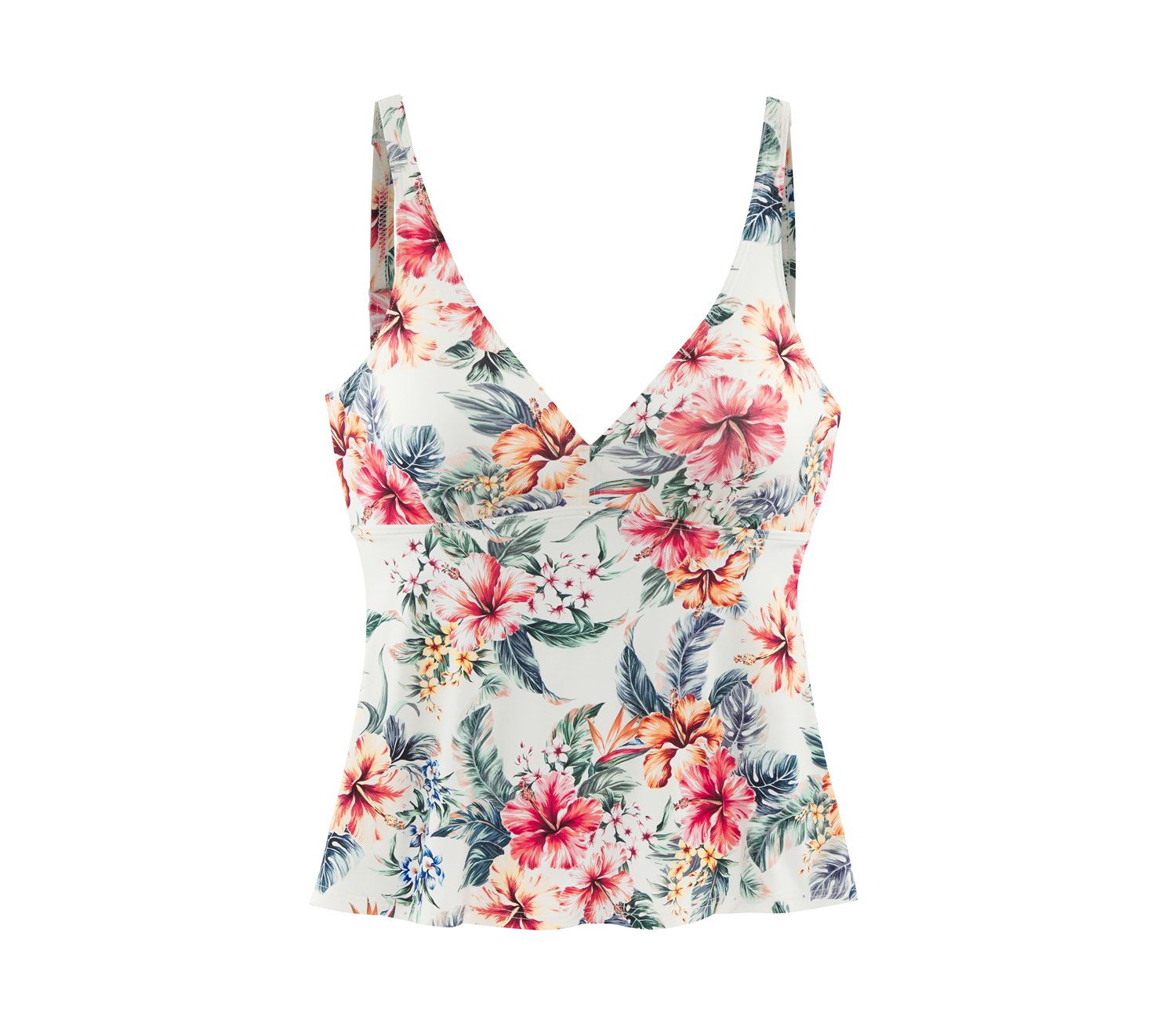 Women's Tropical Print Removable Pads Underwire Tankini Top