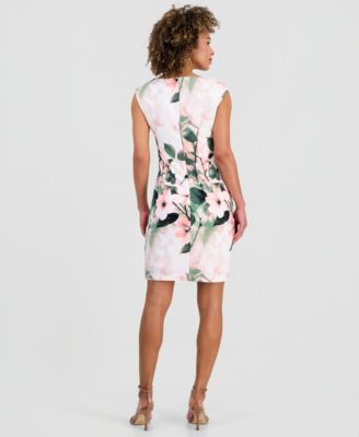 Women's Printed Boat Neck Sheath Dress