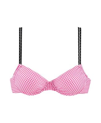 Women's Gingham Underwire Bikini Swimsuit Top Bra Sizing