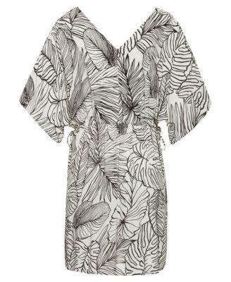 Women's Palm Print Cover up Beach Dress
