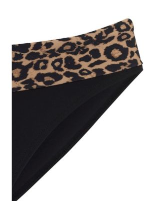 Women's Leopard Cheetah Fold Over Bikini Swimsuit Bottom