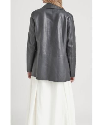 Women's Leather Astromelia Blazer with a straight silhouette