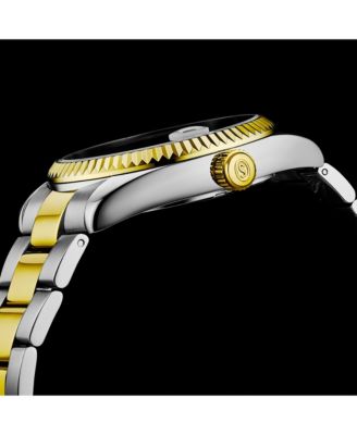 Vanguard 4069 Men s Quartz Watch – 42mm, Silver Dial, Two-Tone Bracelet, Fluted Bezel, Date, 100M Water Resistant