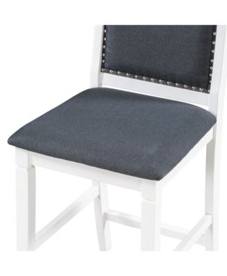 3-Piece Wood Drop Leaf Counter Height Dining Table Set with 2 Upholstered Chairs