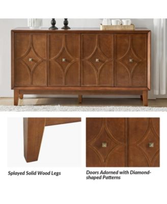 Mid-Century Sideboard with Solid Wood Legs and Adjustable Shelves