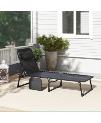 Sun Lounger, Folding Chaise Recliner 5-Position Adjustable,
