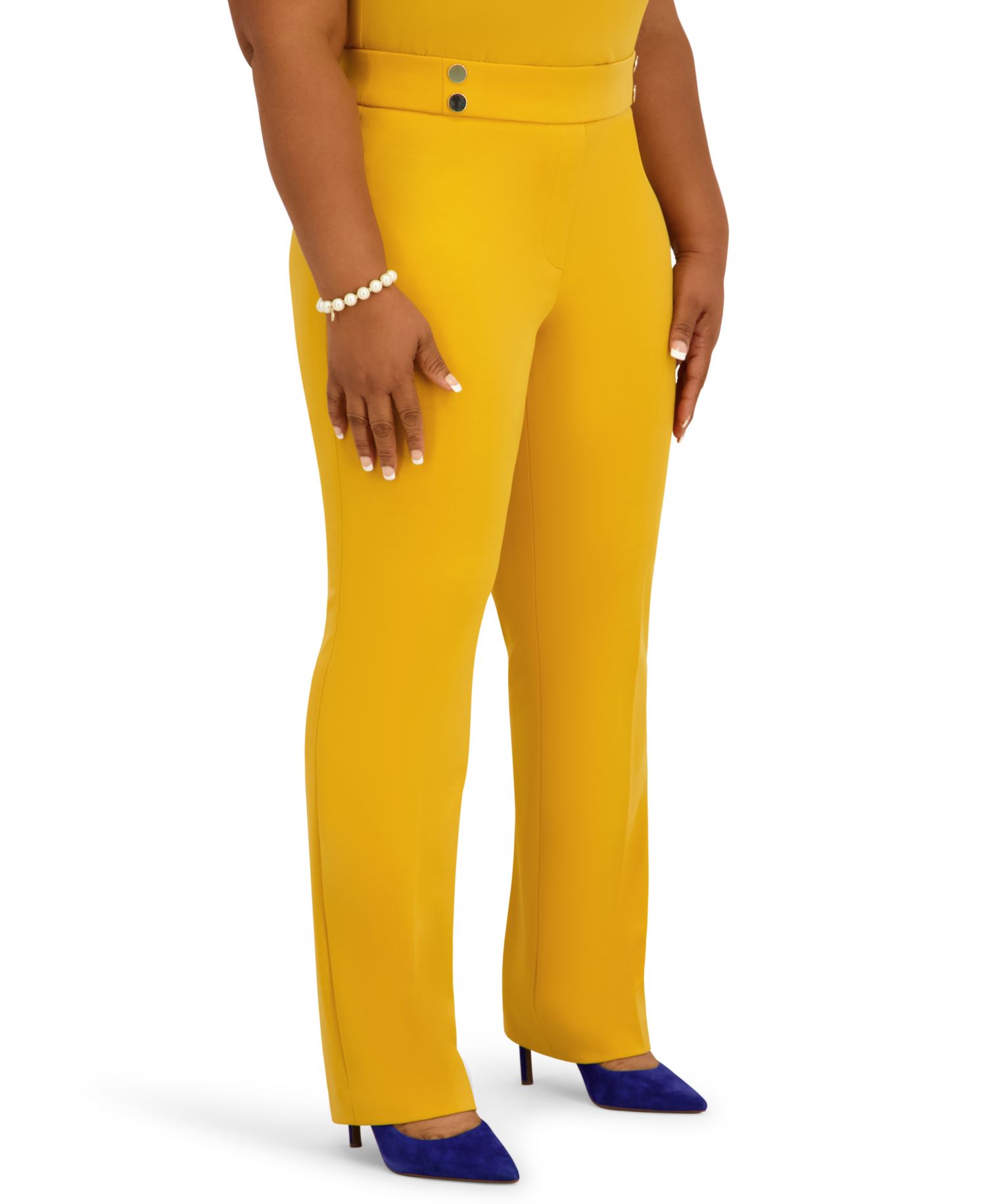 Women's Pull-On Rivet Faux Extend Tab Trousers