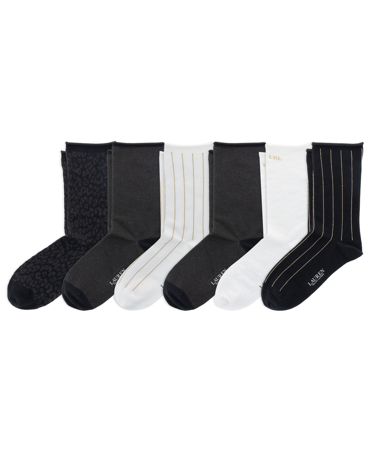 Ralph Lauren Women's Holiday Shine Crew Socks, Pack Of 6 In Multi