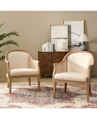 Werner Farmhouse Rattan Solid Wood Armchair