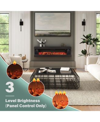 59" TV Stand with 23" Electric Fireplace With Remote Control and Metal Feet,Black