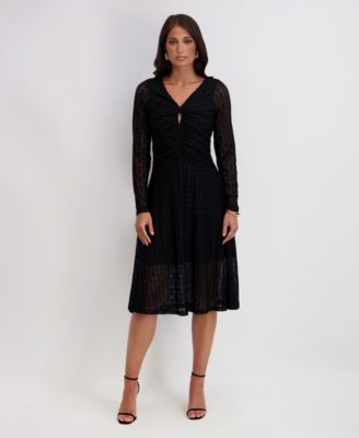 kensie - Women's Stretch Knit Keyhole Dress