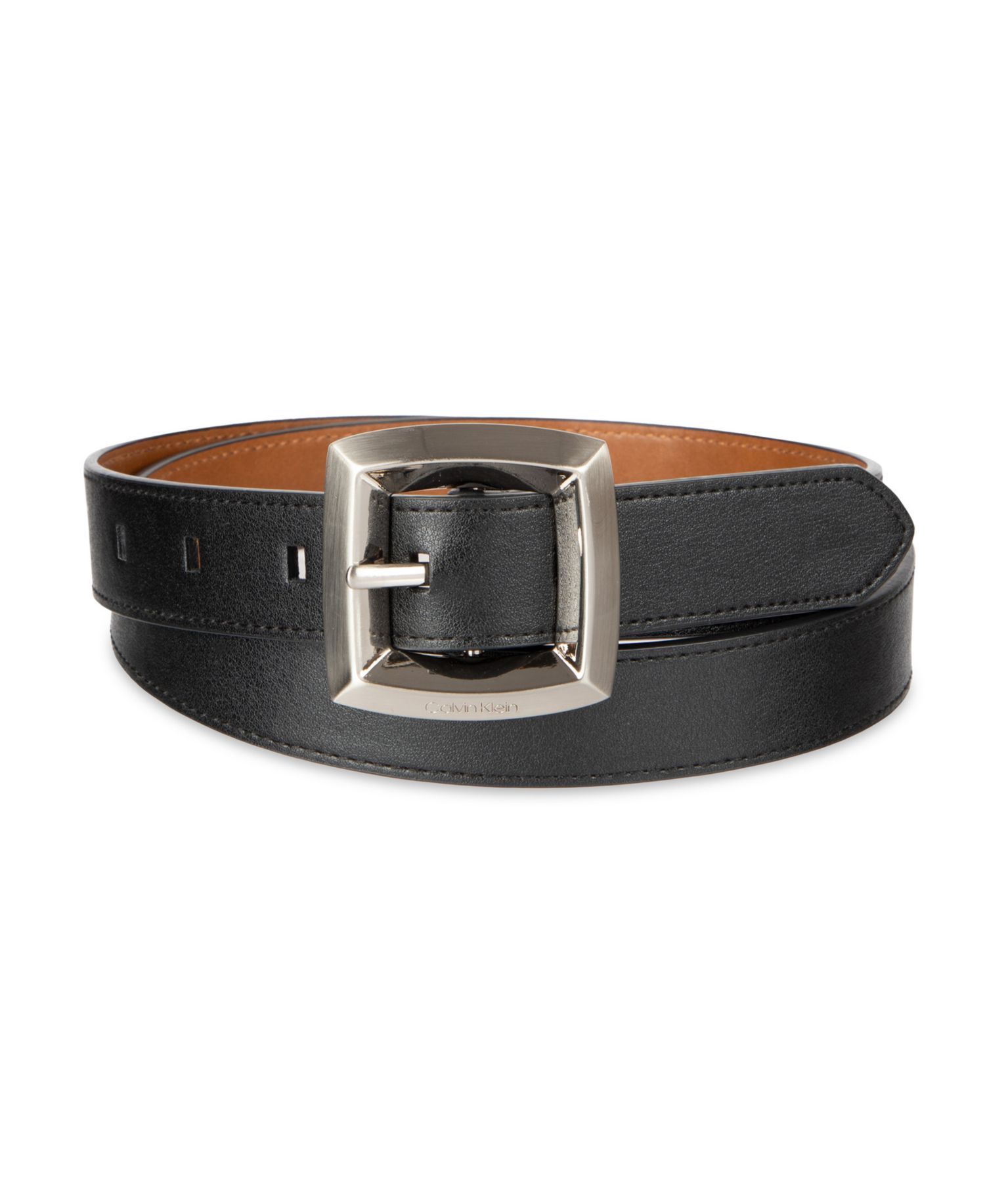 Women's Two-in-One Reversible Puffed Beveled Edge Buckle Belt