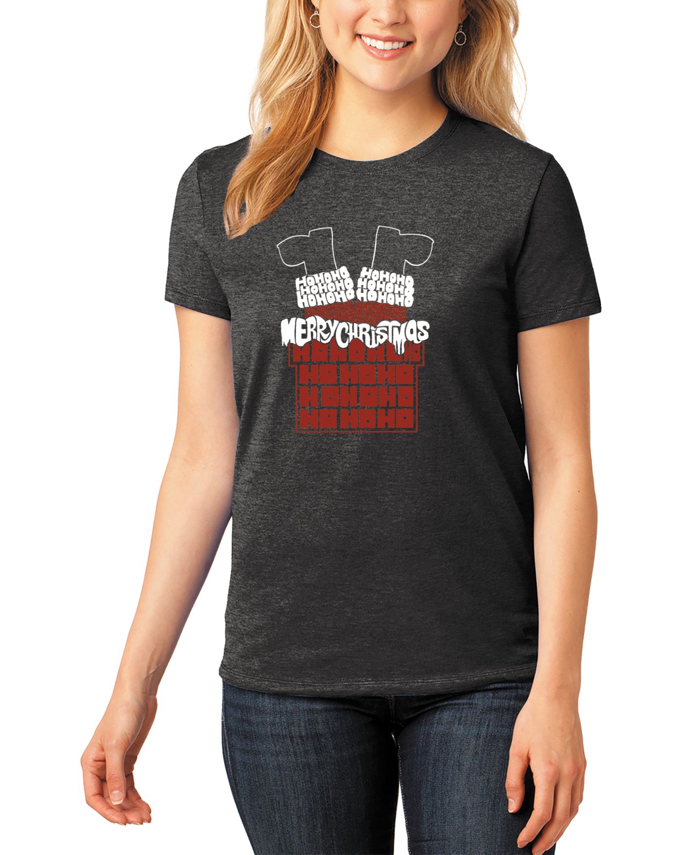 Женская футболка LA Pop Art Chimney Santa Word Art Short-Sleeve, цвет: Чёрный — фото 1