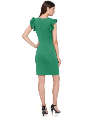 Women's Ruffle-Sleeve Sheath Dress