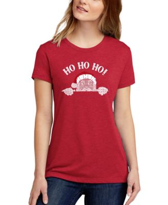 Women's Peeking Santa Word Art Short-Sleeve T-Shirt