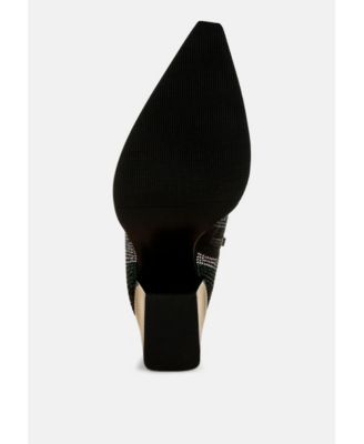 Womens Zarka Rhinestones Embellished Block Heel Boots