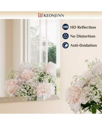 Inch Beveled Bathroom Vanity Mirror Shatterproof Frameless Wall Mirrored Over Sink Horizontal/Vertical