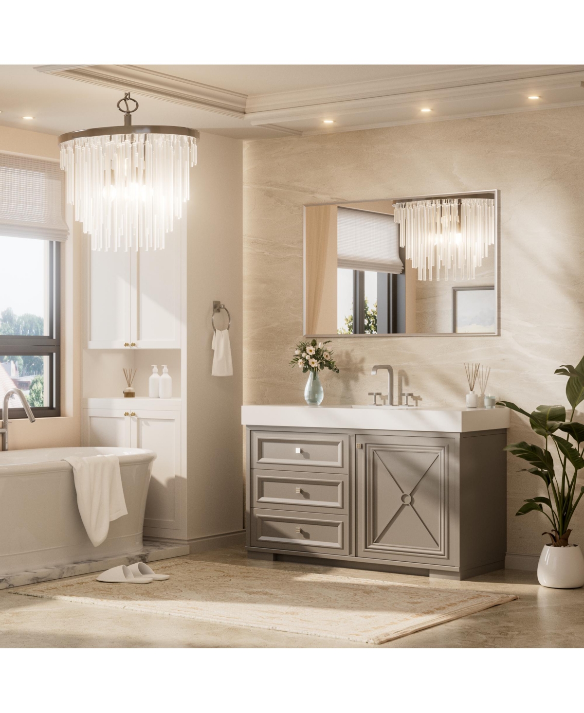 Keonjinn Inch Brushed Nickel Bathroom Vanity Mirror Metal Framed Over Sink Wall Mirror Horizontal/Vertical