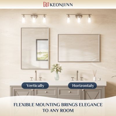 Inch Brushed Nickel Bathroom Vanity Mirror Metal Framed Over Sink Wall Mirror Horizontal/Vertical