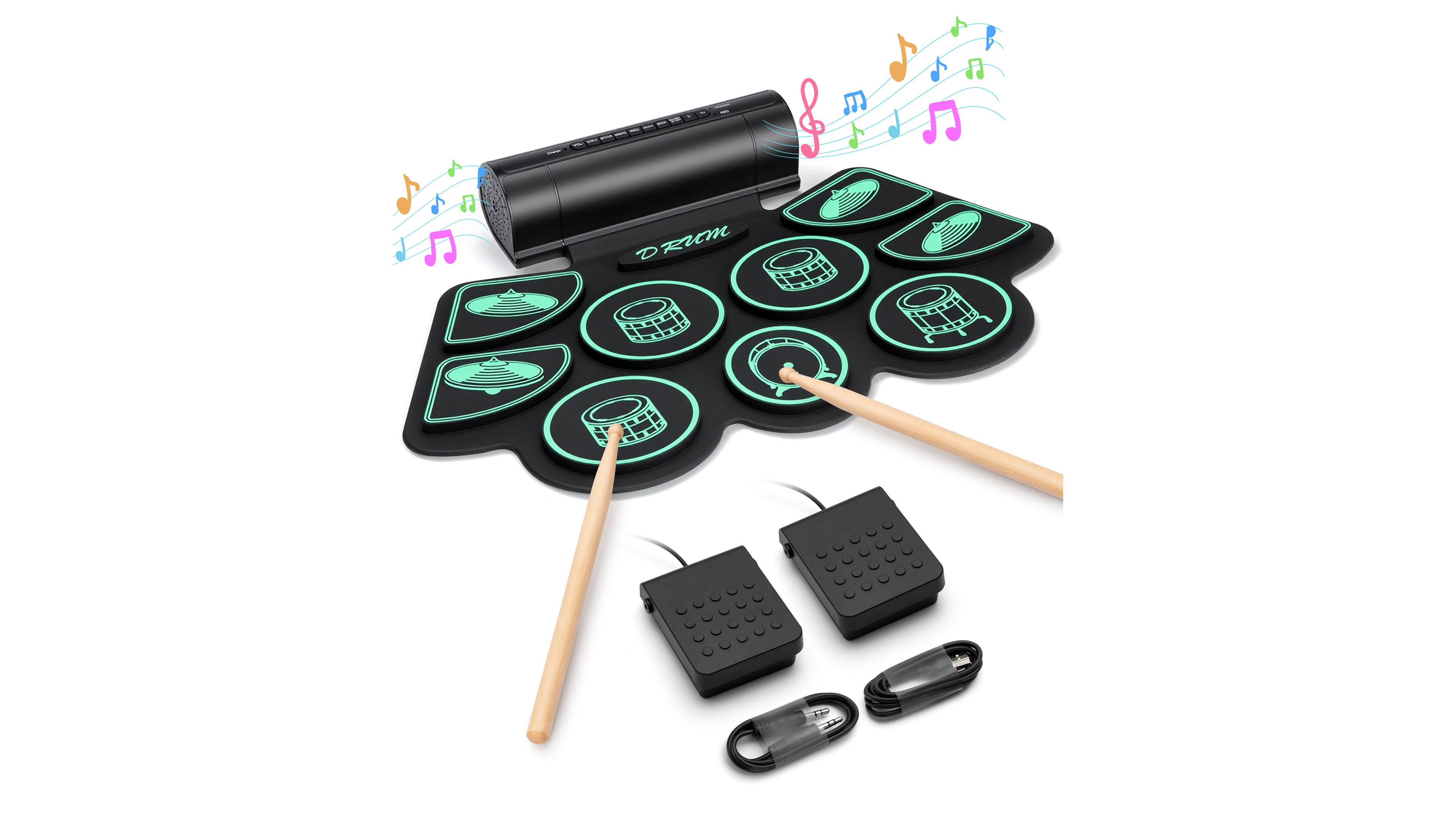 Sugift Electronic Drum Set with 2 Build-in Stereo Speakers for Kids
