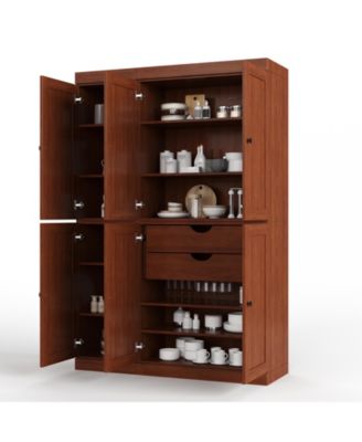 100% Solid Wood Pantry Cabinet with Raised Panel Doors, Adjustable Shelves, 48.5" Wide, 71.5" Tall