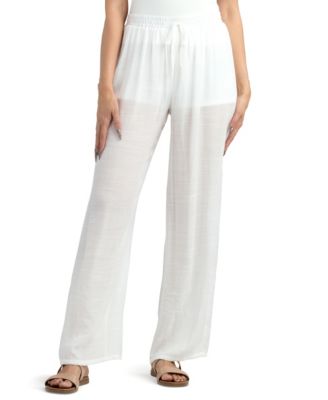 Junior's Resort Gauzy Texture Mid Rise Wide Leg Pants
