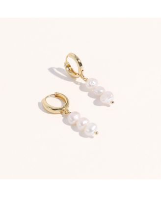 Freshwater Pearl Drop Hoop Earrings