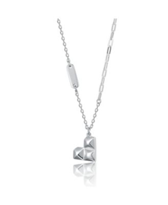 White Gold Plated Geometric Heart Necklace
