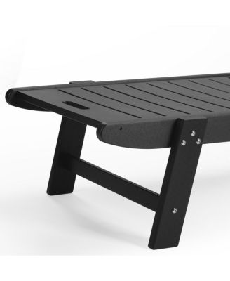 Outdoor HDPE Patio Chaise Lounges With Wheels & Cup Holder (Set of 4)