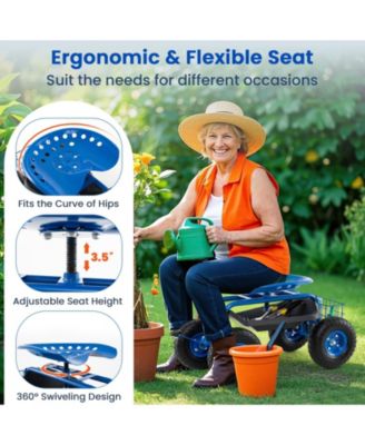 4-Wheel Rolling Garden Cart Work Seat