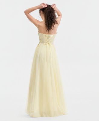 Juniors' Strapless Embellished Ballgown