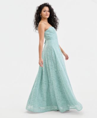 Juniors' Beaded-Soutache Ball Gown