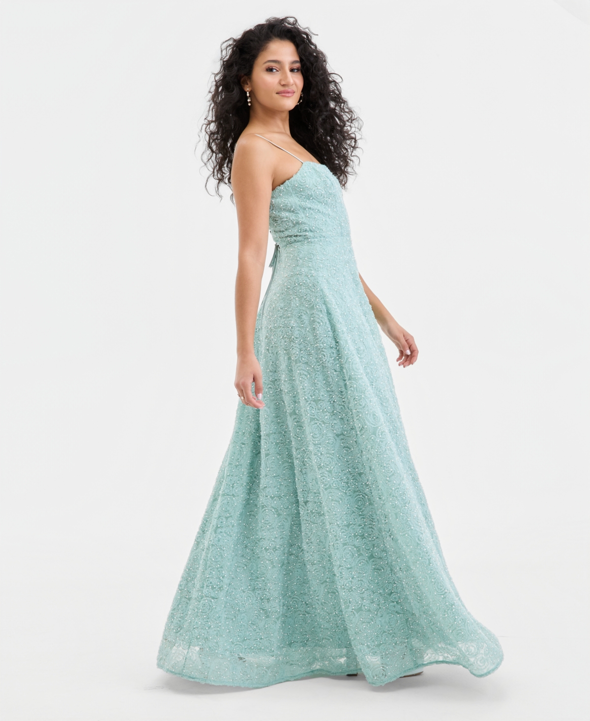 Say Yes Juniors' Beaded-Soutache Ball Gown