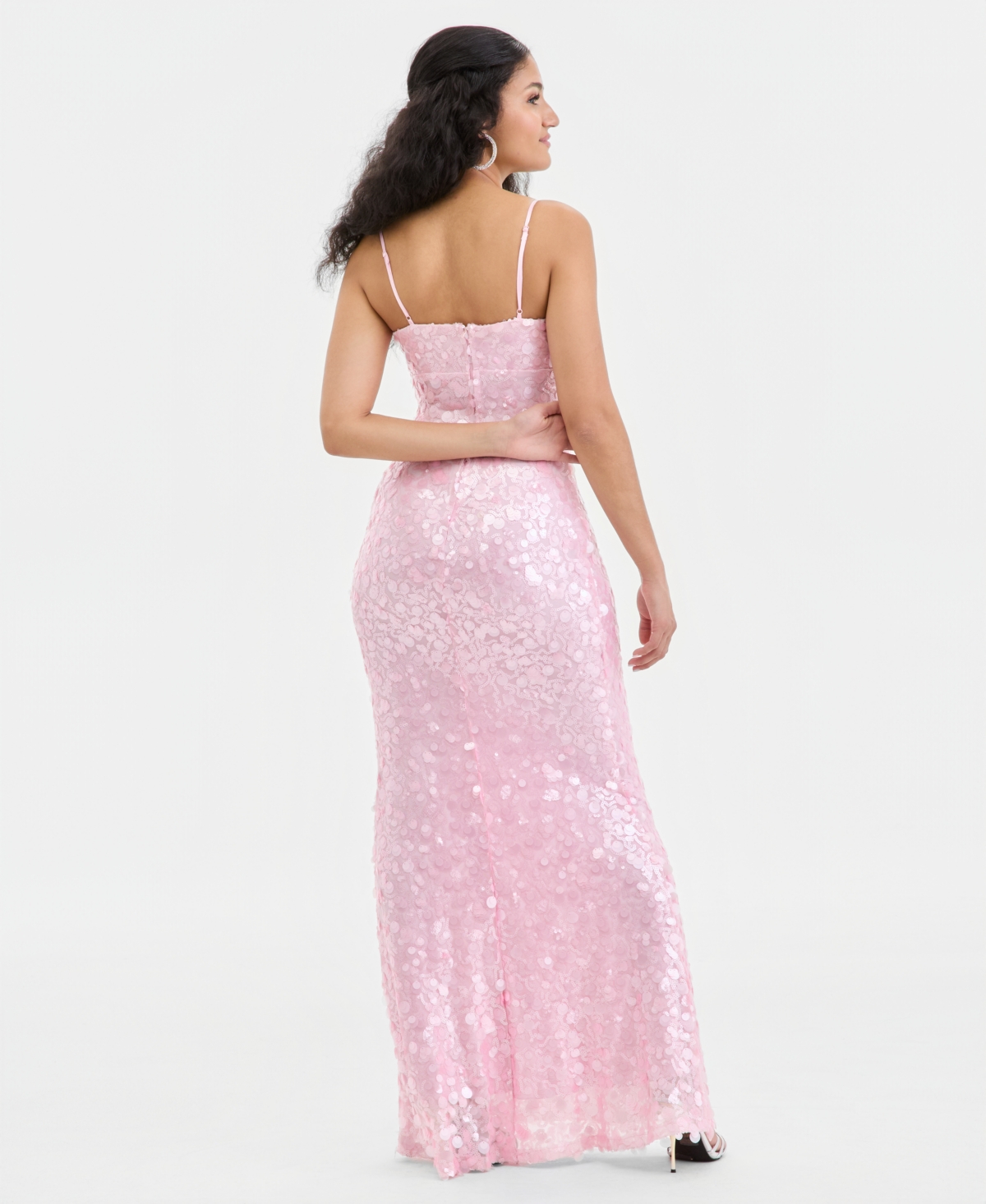 City Studios Juniors' Sweetheart-Neck Sequin Gown, Created for Macy's
