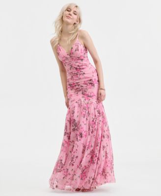 Juniors' Smocked Sequinned Gown