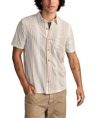 Men's Short-Sleeve Striped Linen Knit Shirt
