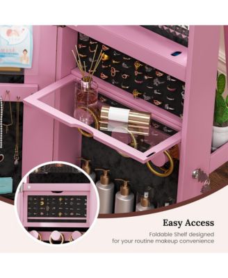 360° Swivel Jewelry Armoire with LED Full-Length Mirror