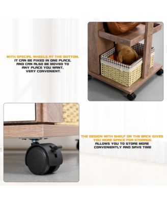 360&deg; Rotating LED Jewelry Armoire with Side Mirror & Shelves