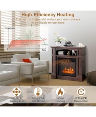 18 Inch 1400W Electric TV Stand Fireplace with Shelf