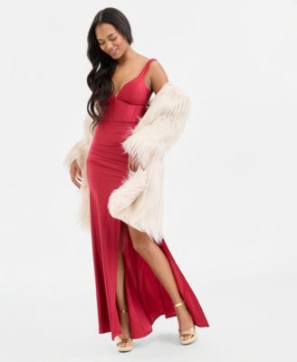 Juniors' Corset Lace-Up-Back Gown