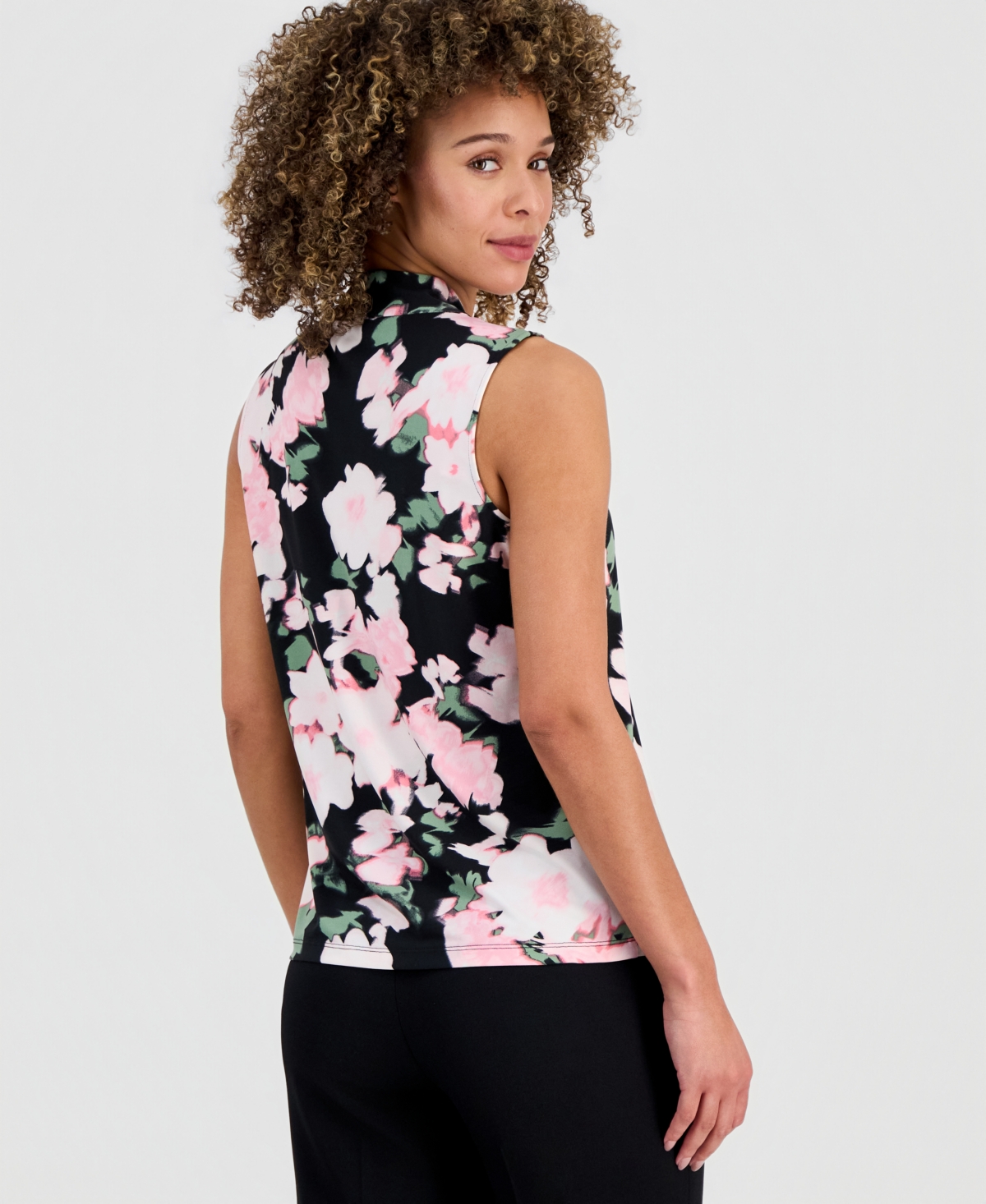 Kasper Women's Printed Knot-Neck Sleeveless Top