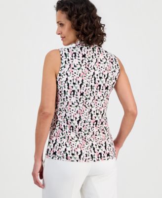Petite Sleeveless Printed V-neck Top