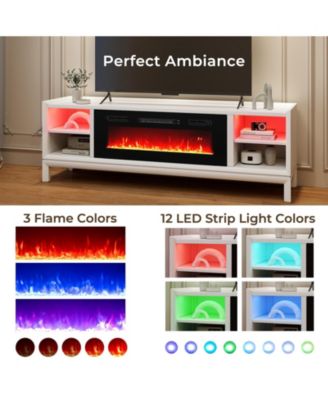 36 Inches Electric Fireplace Heater Recessed with LED Strip Lights and Remote Control